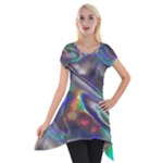 holographic Short Sleeve Side Drop Tunic