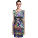 holographic Sleeveless Velvet Midi Dress