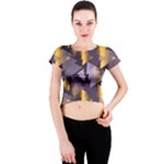 purple christmas trees Crew Neck Crop Top