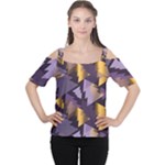 purple christmas trees Women s Cutout Shoulder Tee