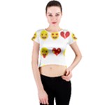 Valentine Emojis Crew Neck Crop Top