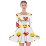 Valentine Emojis Long Sleeve Skater Dress