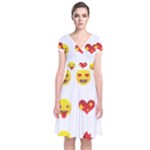 Valentine Emojis Short Sleeve Front Wrap Dress