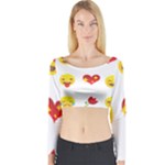 Valentine Emojis Long Sleeve Crop Top (Tight Fit)