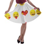 Valentine Emojis A-line Skater Skirt