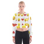 Valentine Emojis Women s Cropped Sweatshirt