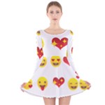 Valentine Emojis Long Sleeve Velvet Skater Dress