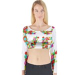 Floral Love Long Sleeve Crop Top (Tight Fit)