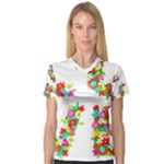 Floral Love Women s V-Neck Sport Mesh Tee