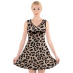 cheetah leopard print V-Neck Sleeveless Dress