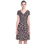 cheetah leopard print Short Sleeve Front Wrap Dress