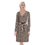 cheetah leopard print Long Sleeve Velvet Front Wrap Dress