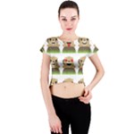 Groundhog Emojis Crew Neck Crop Top