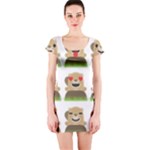 Groundhog Emojis Short Sleeve Bodycon Dress