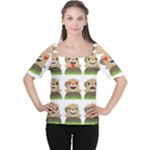 Groundhog Emojis Women s Cutout Shoulder Tee