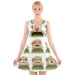 Groundhog Emojis V-Neck Sleeveless Dress