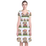 Groundhog Emojis Short Sleeve Front Wrap Dress