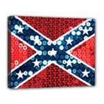 sequin confederate flag Canvas 14  x 11  (Stretched)