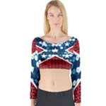 sequin confederate flag Long Sleeve Crop Top (Tight Fit)