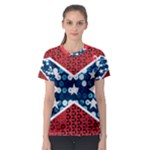 sequin confederate flag Women s Sport Mesh Tee