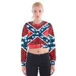 sequin confederate flag Women s Cropped Sweatshirt