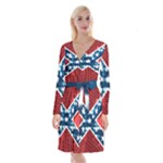 sequin confederate flag Long Sleeve Velvet Front Wrap Dress