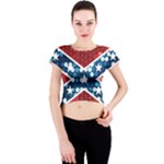 sequin confederate flag Crew Neck Crop Top