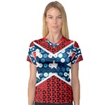 sequin confederate flag Women s V-Neck Sport Mesh Tee