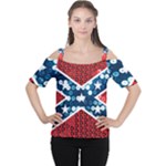 sequin confederate flag Women s Cutout Shoulder Tee