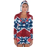 sequin confederate flag Women s Long Sleeve Hooded T-shirt