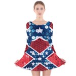 sequin confederate flag Long Sleeve Velvet Skater Dress