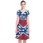 sequin confederate flag Short Sleeve Front Wrap Dress