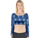 glitter tardis Long Sleeve Crop Top (Tight Fit)