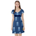 glitter tardis Short Sleeve Skater Dress