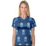 glitter tardis Women s V-Neck Sport Mesh Tee