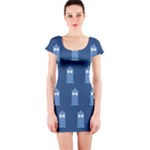 glitter tardis Short Sleeve Bodycon Dress