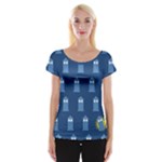 glitter tardis Women s Cap Sleeve Top