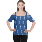 glitter tardis Women s Cutout Shoulder Tee