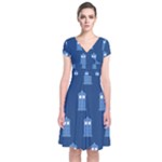 glitter tardis Short Sleeve Front Wrap Dress