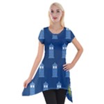 glitter tardis Short Sleeve Side Drop Tunic