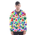 Valentine Rainbow Hearts Hooded Wind Breaker (Men)