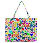 Valentine Rainbow Hearts Medium Zipper Tote Bag