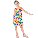 Valentine Rainbow Hearts Kids  Sleeveless Dress