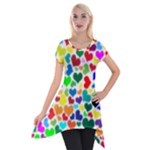 Valentine Rainbow Hearts Short Sleeve Side Drop Tunic