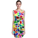 Valentine Rainbow Hearts Sleeveless Velvet Midi Dress