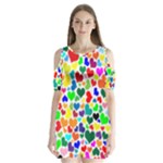 Valentine Rainbow Hearts Shoulder Cutout Velvet  One Piece