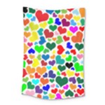 Valentine Rainbow Hearts Small Tapestry