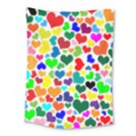 Valentine Rainbow Hearts Medium Tapestry