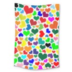 Valentine Rainbow Hearts Large Tapestry