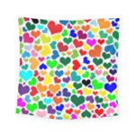 Valentine Rainbow Hearts Square Tapestry (Small)